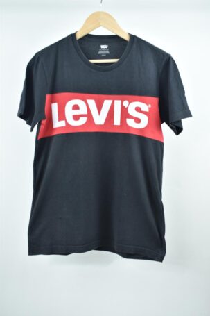 Vintage Levi's T-shirt με Στάμπα Λογότυπο σε Μαύρο Men's S