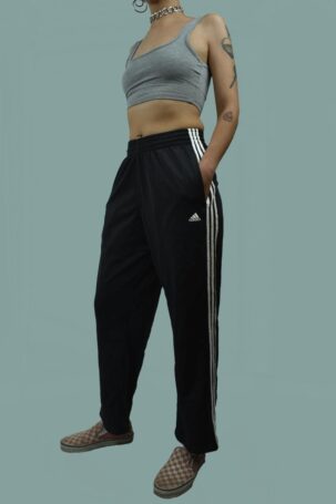 Vintage Adidas Three Stripes Track Pants σε Μαύρο US S