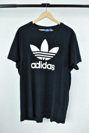 Vintage Adidas Three Stripes T-Shirt σε Μαύρο No 2XL