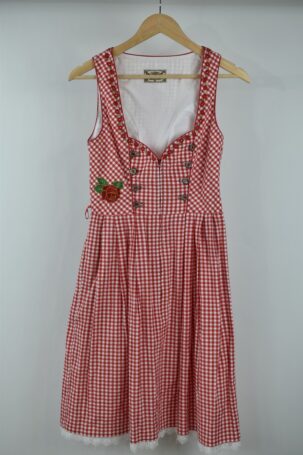Vintage Dirndl Καρό Φόρεμα σε κόκκινο No EU 36