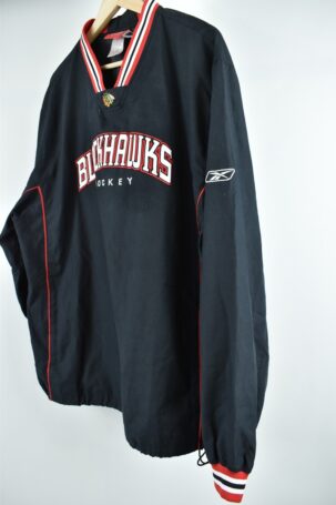 Vintage 90's Chicago Blackhawks NHL Reebok Anorak σε Μαύρο No L