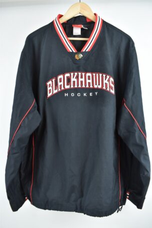 Vintage 90's Chicago Blackhawks NHL Reebok Anorak σε Μαύρο No L
