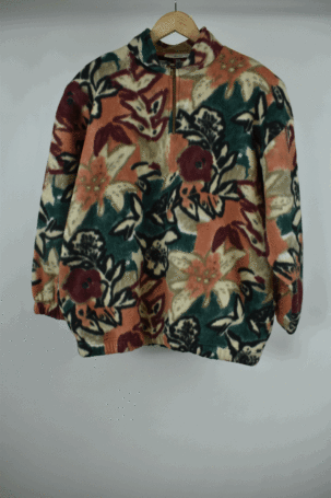 Vintage 90's Πολύχρωμο Fleece με Λουλούδια No Women's XL