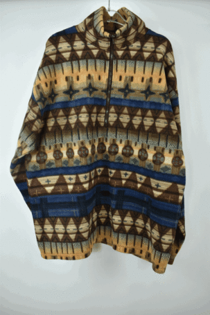 Vintage Half Zip Fleece Μπλούζα με Γεωμετρικά Σχέδια No XL