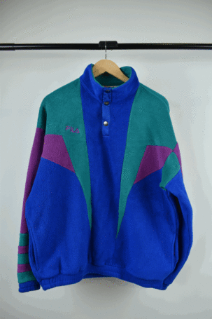 Vintage 90s FILA Polartec Half Zip Πολύχρωμη Fleece Μπλούζα No L